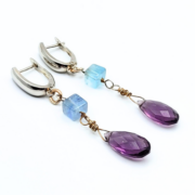 long amethyst dangle earrings for women