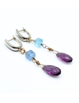 long amethyst dangle earrings for women