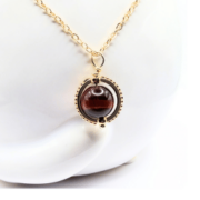 gold tiger's eye spinner pendant with gold vermeil chain