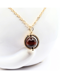 gold tiger's eye spinner pendant with gold vermeil chain