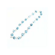 Delicate bracelet featuring 4 mm blue topaz gemstones, each individually wire-wrapped in sterling silver and linked together with a sterling silver clasp.