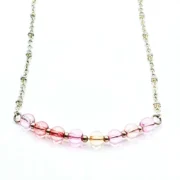 Handmade Pink Tourmaline Bar Necklace in Sterling Silver, 18 inches