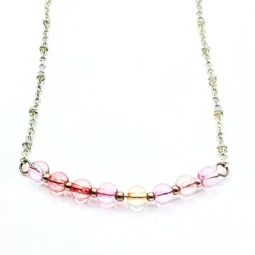 Handmade Pink Tourmaline Bar Necklace in Sterling Silver, 18 inches