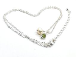 Dainty Handmade Peridot Birthstone Pendant with Sterling Silver Chain