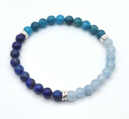 Lapis Lazuli, Aquamarine & Apatite Bracelet – 6mm Gemstone Healing Jewelry | Stretch Elastic