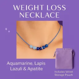 Weight Loss Support Necklace – Apatite, Aquamarine & Lapis Lazuli on Silk Cord