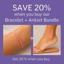 Pink Coral Bracelet and Anklet Set – Dainty Matching Jewelry Gift for Women – 3mm Beaded Stretch Set – Soft Pink Crystal Bundle