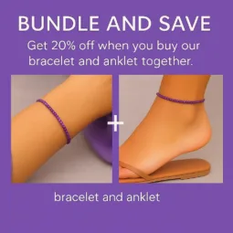Amethyst Bracelet & Anklet Set – 3mm Stretch Jewelry • Bundle and Save • February Birthstone • Pisces Zodiac Crystal Gift for Her