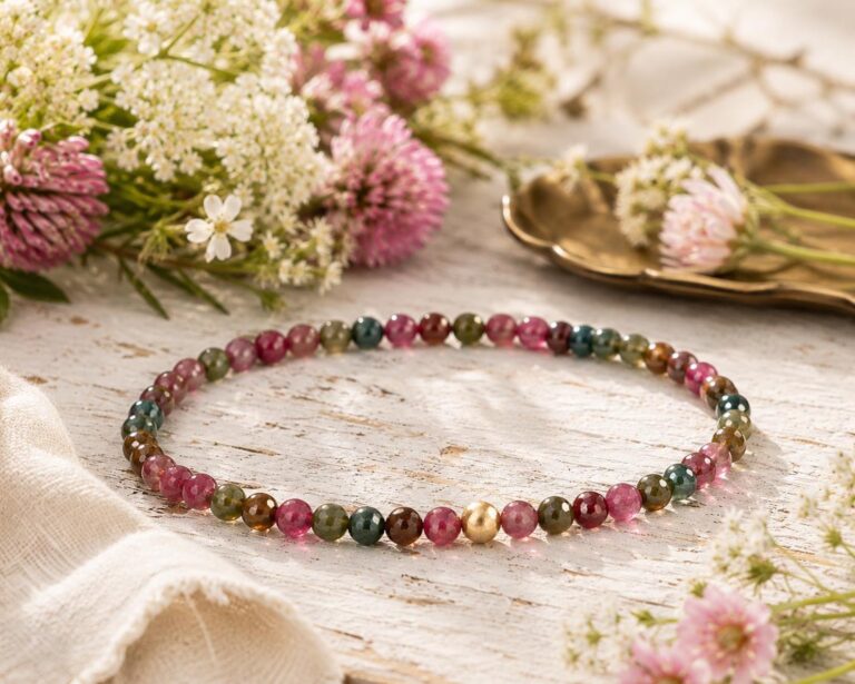 Rainbow tourmaline anklet bracelet