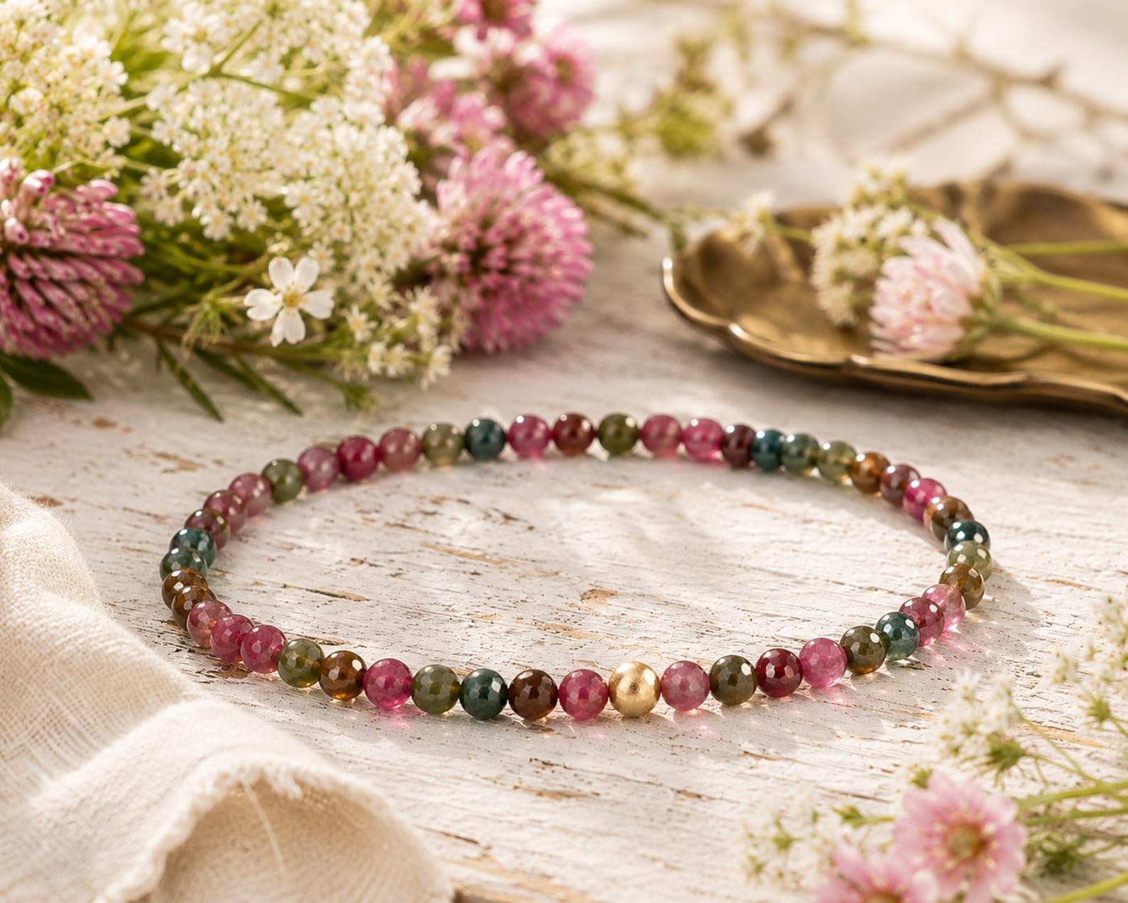 Rainbow tourmaline anklet bracelet