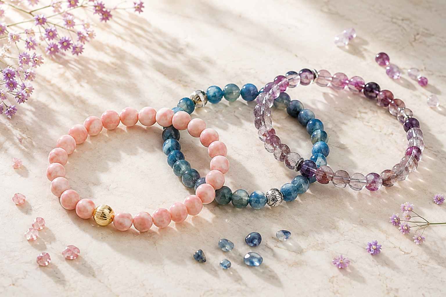 Handcrafted gemstone bracelets by Divine by Design Jewelry