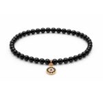 Black Tourmaline bracelet with Dainty evil eye protection charm