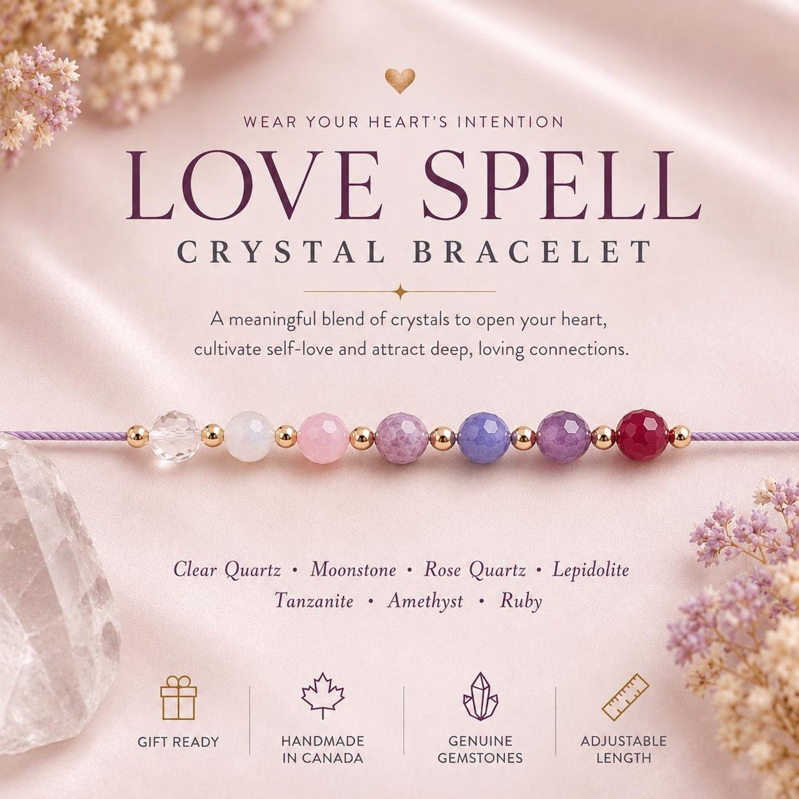 Love Spell Gemstone & Silk Cord Bracelet