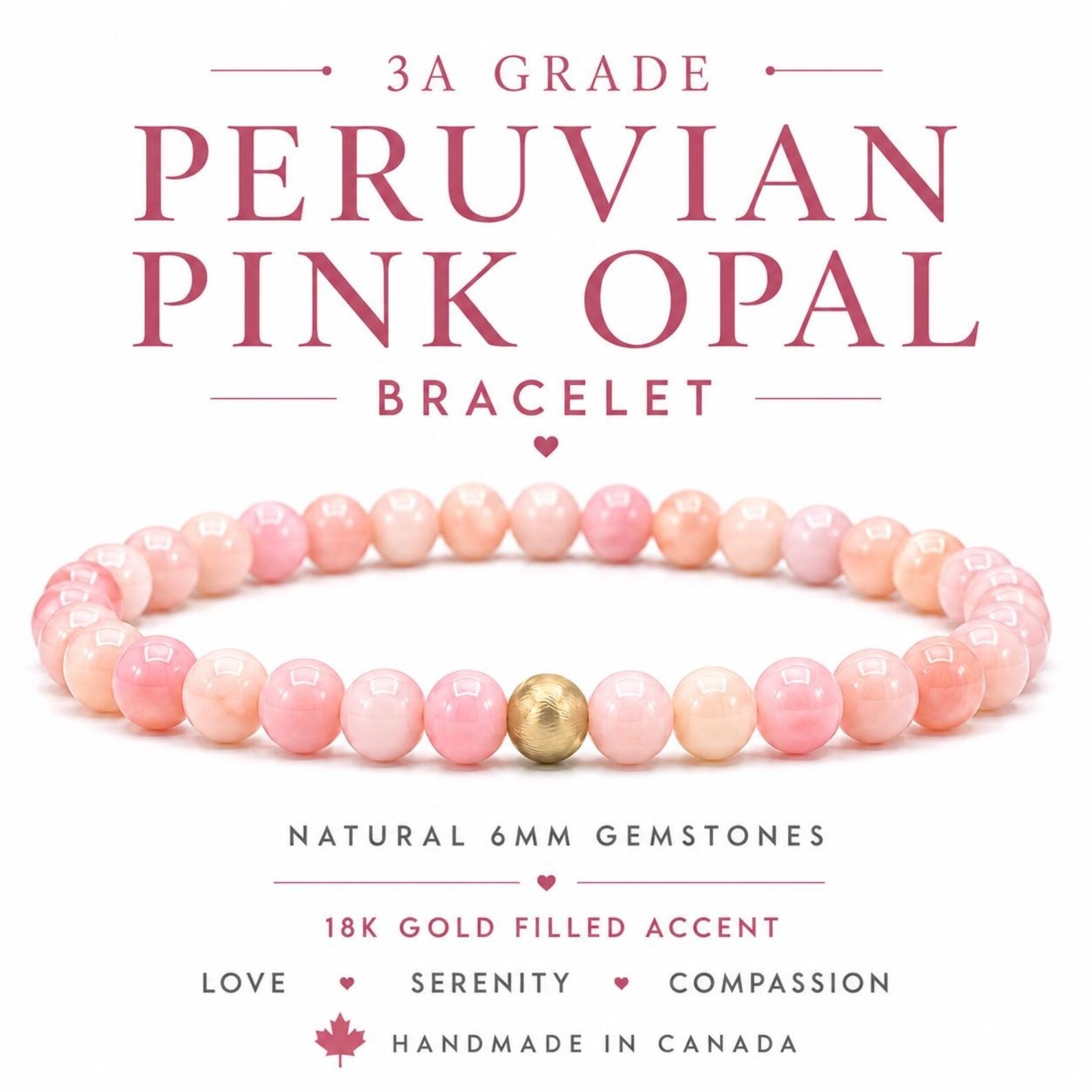 Peruvian pink opal bracelet for women