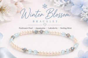 Winter Blossoms™ Bracelet | Aquamarine, Labradorite & Freshwater Pearl Bracelet for Women | Handmade in Canada