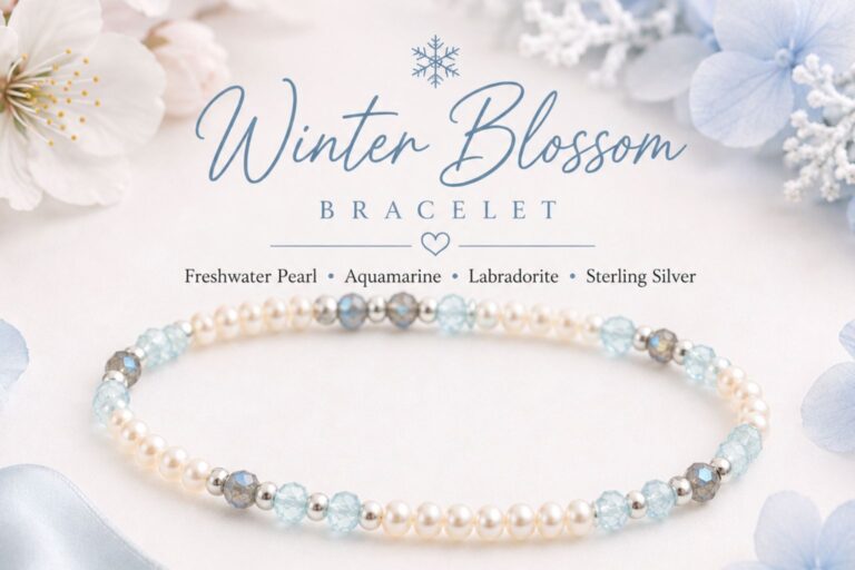 Winter Blossoms™ Bracelet | Aquamarine, Labradorite & Freshwater Pearl Bracelet for Women | Handmade in Canada