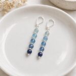 Blue & Green Kyanite Bar Earrings with Sterling Silver Earwires